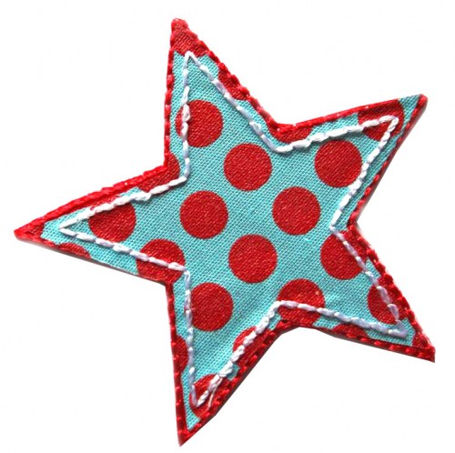 Stern Bügelmotiv Punkte rot blau